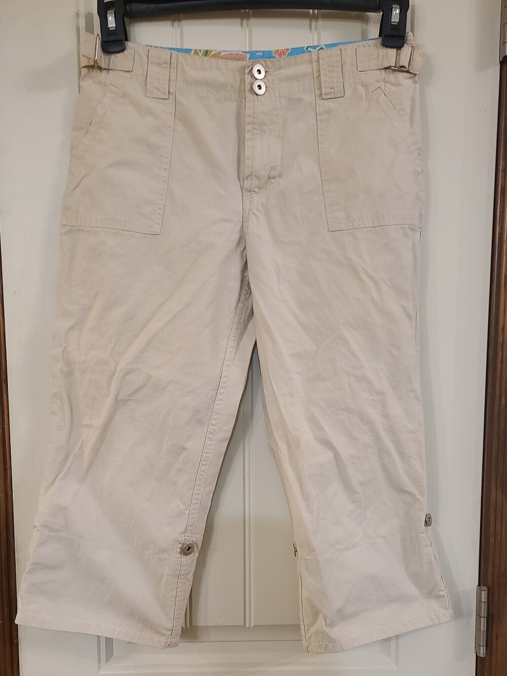 Mountain Lake Casual Petite Beige Cargo Crop Pants With Cuff Size 6P